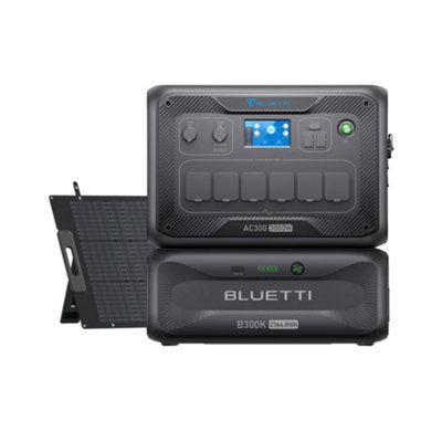 BLUETTI Solar Generator AC300&B300K Extra Battery with 350W Solar Panel Included 2075Wh Power Bank 3000W LiFePO4 Battery