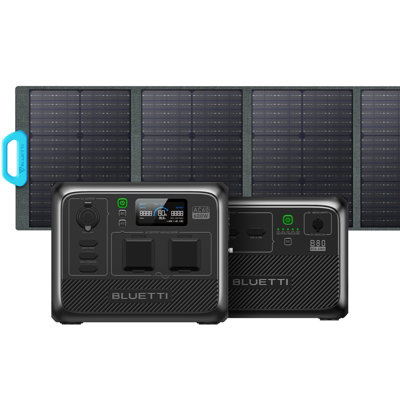 BLUETTI Solar Generator AC60 and B80 Expansion Battery with PV120 Solar Panel Included, 1209Wh Expandable Power Station w/ 2 600W