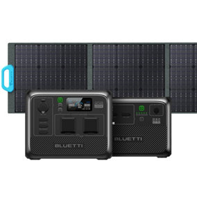 BLUETTI Solar Generator AC60 and B80 Expansion Battery with PV200 Solar Panel Included, 1209Wh Expandable Power Station w/ 2 600W