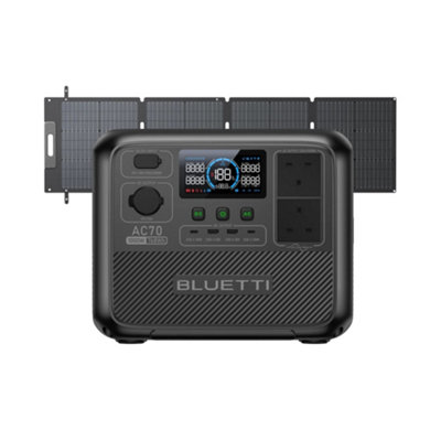 BLUETTI Solar Generator AC70 with PV120S Solar Panel 768Wh  1000W  Solar Generator LiFePO4 Backup Power for Camping Travel