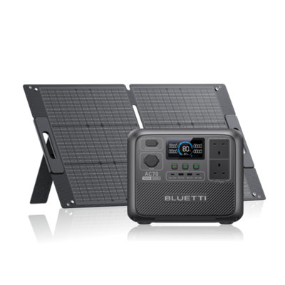 BLUETTI Solar Generator AC70 with PV120S Solar Panel 768Wh 1000W Solar ...
