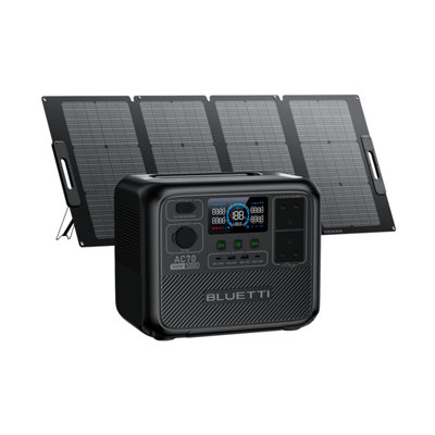 BLUETTI Solar Generator AC70 with PV120S Solar Panel 768Wh  1000W  Solar Generator LiFePO4 Backup Power for Camping Travel