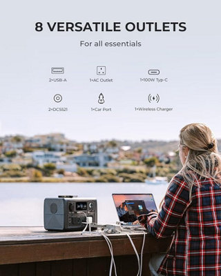 BLUETTI Solar Generator EB3A with PV120S Solar Panel Included 268Wh 600W Portable Power Station LiFePO4 Battery for Camping