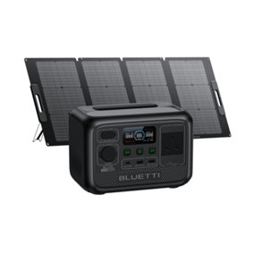 BLUETTI solar generator Station AC2A with PV120S Solar Panel, 204Wh LiFePO4 Battery Solar Generator for Outdoor Camping