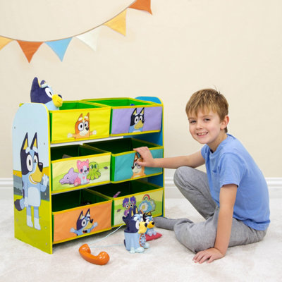 Bluey and Friends Kids Storage Unit - MDF Unit with 6 Fabric Containers ...