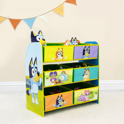 Bluey and Friends Kids Storage Unit - MDF Unit with 6 Fabric Containers ...