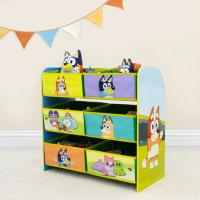 Bluey and Friends Kids Storage Unit - MDF Unit with 6 Fabric Containers ...