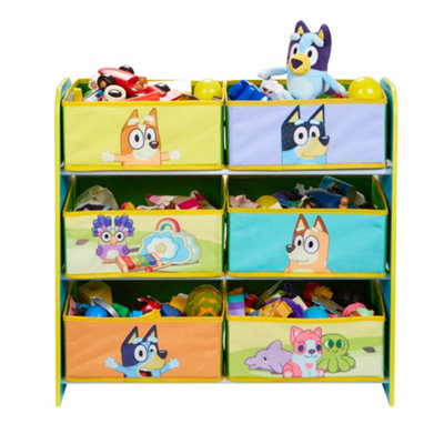 Bluey and Friends Kids Storage Unit - MDF Unit with 6 Fabric Containers ...