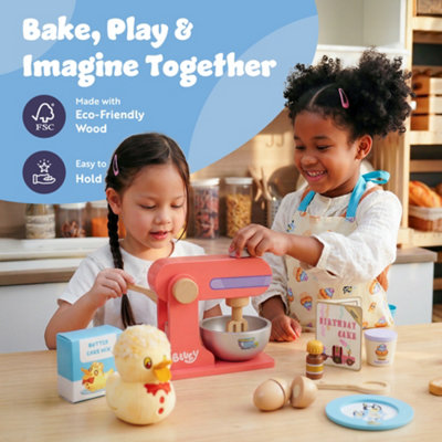 Bluey Wooden Duck Cake Baking Set for Kids 12 Piece Pretend Play ...