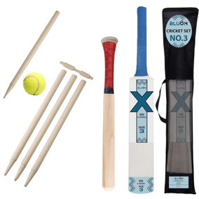 BLUOM 2-in-1 Size 3 Cricket Set And 18Inch Rounders Complete Set With Mesh Carry Bag Outdoor Games Fun for all the family