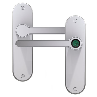 Blusafe Fingerprint Internal Door Lock, Biometric Smart Door Handle, 50 Fingerprints (Long, Satin Chrome)