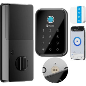 Blusafe Keyless Finger Print Smart Door Lock, Touch Keypad, Pin Code Access Lock, Internal Thumbturn Operation (Black)