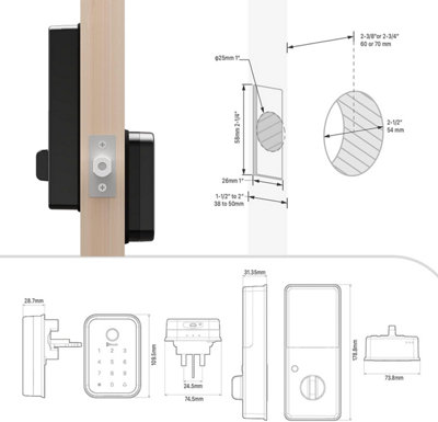 Blusafe Keyless Finger Print Smart Door Lock, Touch Keypad, Pin Code Access Lock, Internal Thumbturn Operation (Black)