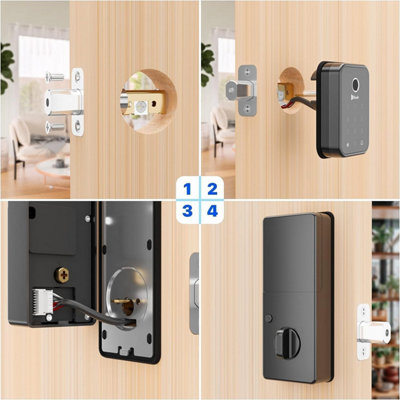 Blusafe Keyless Finger Print Smart Door Lock, Touch Keypad, Pin Code Access Lock, Internal Thumbturn Operation (Black)