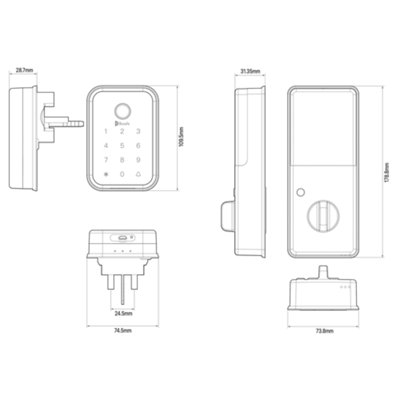 Blusafe Keyless Finger Print Smart Door Lock, Touch Keypad, Pin Code Access Lock, Internal Thumbturn Operation (Black)