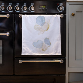 Blush, blue, white, beige watercolor illustration & elements (Kitchen Towel)