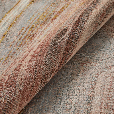 Blush Grey Abstract Jute  Polyester Modern Bedroom, LivingRoom Rug - 120cm X 170cm