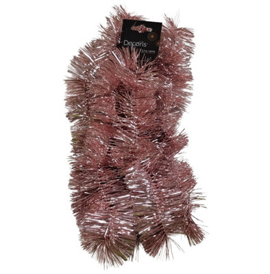 Blush Pink Christmas Tinsel Garland 2.7M Dusky Pink Shiny Christmas ...