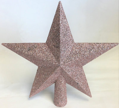 Blush Pink Christmas Tree Star Topper Rose Gold Glitter Tree Decoration 19cm