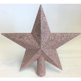 Blush Pink Christmas Tree Star Topper Rose Gold Glitter Tree Decoration 19cm