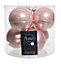 Blush Pink Glass Christmas Baubles Tree Decor Pack Of 6 8cm Rose Gold Baubles