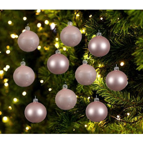 Blush Pink Glass Christmas Tree Baubles Ornaments Pack of 10 6cm Baubles