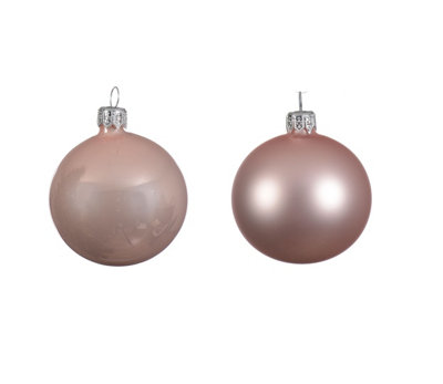 Blush Pink Glass Christmas Tree Baubles Ornaments Pack of 10 6cm Baubles