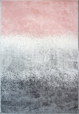 Blush Pink Grey Super Soft Distressed Gradient Area Rug 190x280cm