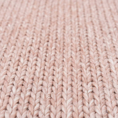 Blush Pink Luxurious Wool Textured Plait Living Area Rug 120x170cm