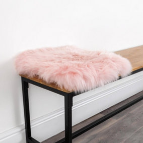 Blush Pink Square Sheepskin Chair Pad