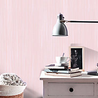 Blush Pink Stripe Wallpaper Textured Plain Non-Woven Charisma Erismann 10252-17