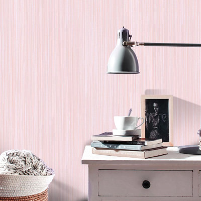 Blush Pink Stripe Wallpaper Textured Plain Non-Woven Charisma Erismann 10252-17