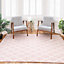 Blush Pink White Classic Trellis Living Room Rug 60x110cm