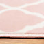 Blush Pink White Classic Trellis Living Room Runner Rug 60x240cm