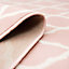 Blush Pink White Classic Trellis Living Room Runner Rug 60x240cm