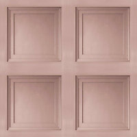 Blush Pink Wooden Panel 3D Effect Realistic Square Panelling Flat Wallpaper