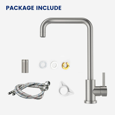 BLYLUND Stainless Steel Kitchen Mixer Tap with Rectangle L-Shaped Faucet