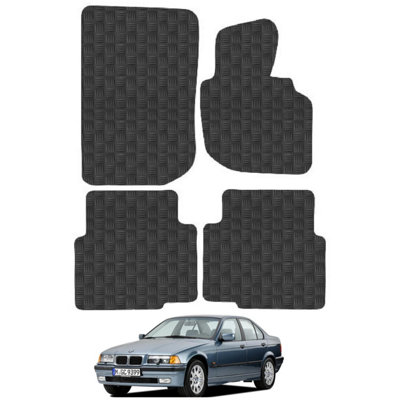 BMW 3 Series 1990-1998 E36 Car Floor Mats Rubber Tailored Fit 4pcs Set Black