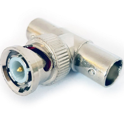 BNC Male Plug to 2 Female Socket Splitter Adapter T Tee Shape CCTV Camera