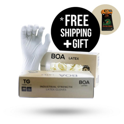 BOA Latex (100 Gloves) -Disposable Latex Gloves -  Powder Free - Medium