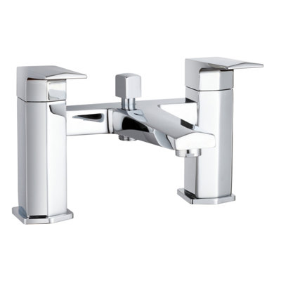 Boaz Deck Mount Square Bath Shower Mixer Tap with Kit - Chrome ...