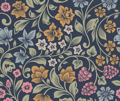 Bobbi Beck eco-friendly arts and crafts large floral print wallpaper