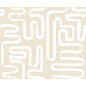 Bobbi Beck eco-friendly Beige abstract squiggle wallpaper