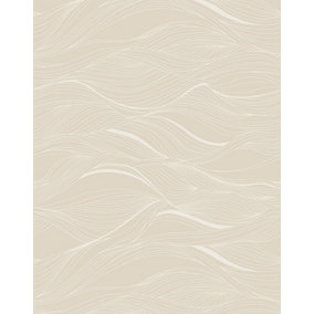 Bobbi Beck eco-friendly Beige abstract wavy line wallpaper