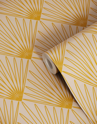 Bobbi Beck eco-friendly Beige art deco burst wallpaper