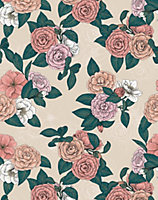 Bobbi Beck eco-friendly Beige illustrated floral wallpaper