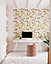 Bobbi Beck eco-friendly Beige modern illustrated floral wallpaper