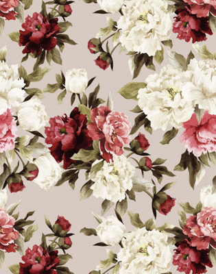 Bobbi Beck eco-friendly Beige painted floral wallpaper