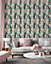 Bobbi Beck eco-friendly Beige peacock floral pattern wallpaper