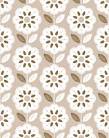 Bobbi Beck eco-friendly Beige retro flower tile print wallpaper